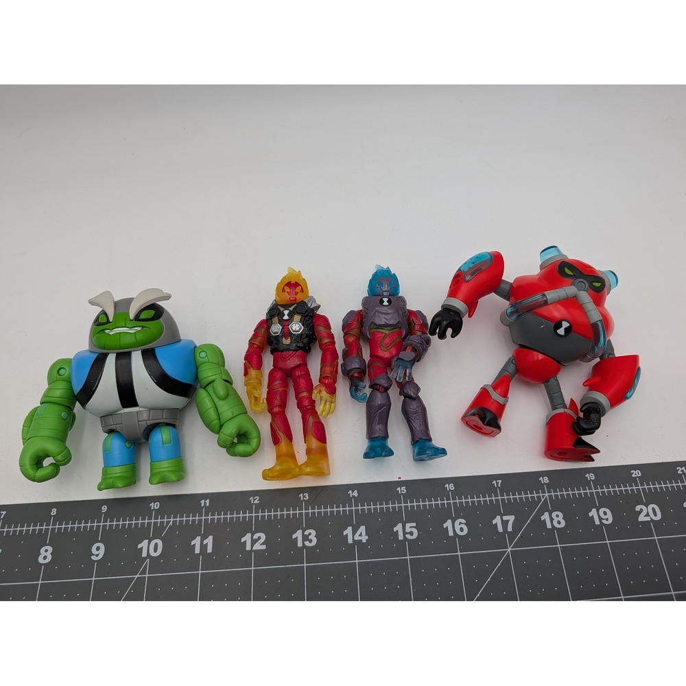Playmates Ben 10 Action Figure Lot Heatblast Overflow Slapback 4 Inch